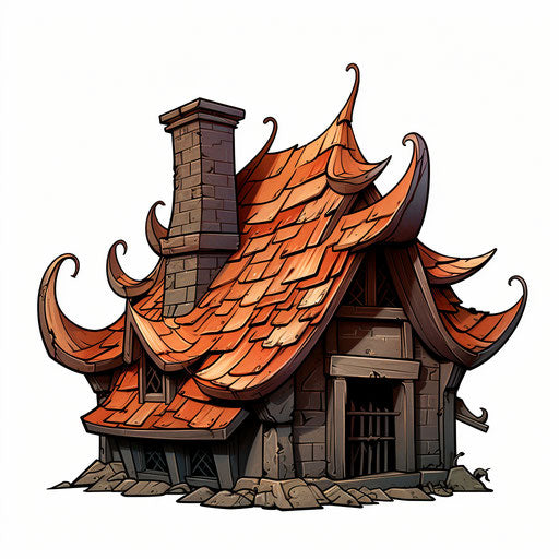 Roof drawing in the style of Chiaroscuro Art, on a white background