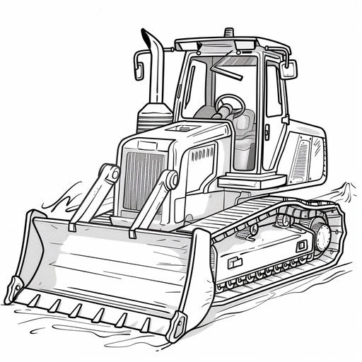 Bulldozer with raised blade, perfect for easy coloring