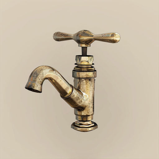 Realistic quality faucet clipart on flat beige background