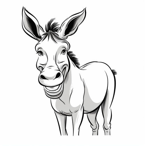 Donkey with a smile, simplified line work, animated gif