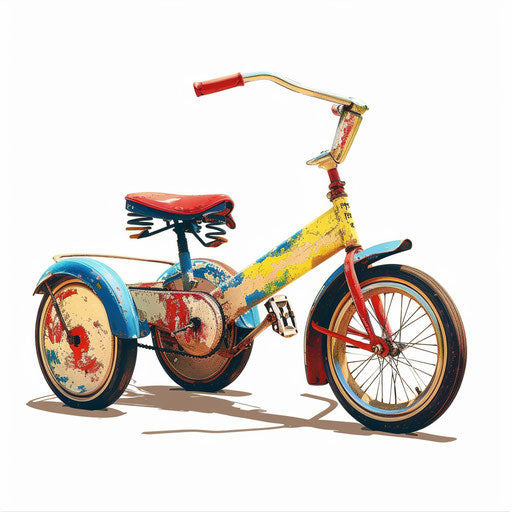 Photo realistic tricycle clipart on flat white background