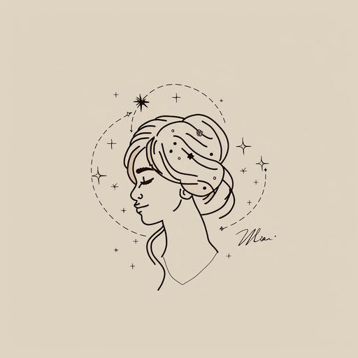 Minimalist sketch of Virgo constellation tattoo