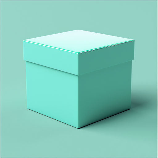 Realistic box clipart on flat, serene aqua background