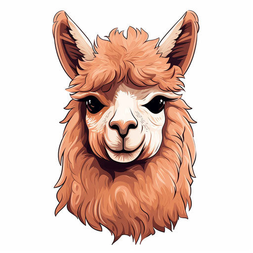 Alpaca clipart in the style of Chiaroscuro Art, on white background