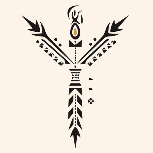 Arrow icon on transparent background in absurd style