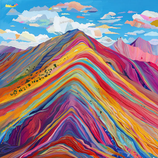 Stunning painting of rainbow mountain in Peru