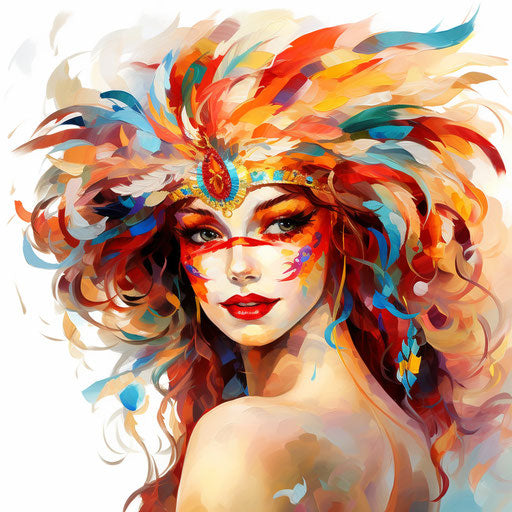 Carnival clipart in the style of Oil painting on white background