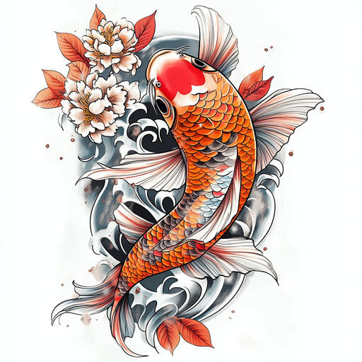 Yakuza back tattoo with vibrant koi fish