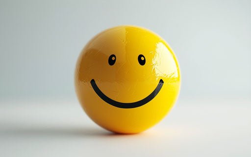 Smiling yellow emoticon on white background