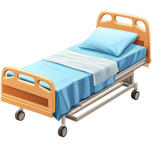 Realistic hospital bed clipart, high resolution, isolated