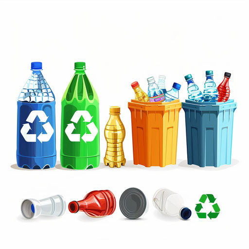 Photo realistic recycling clipart on a flat and white background, high contrast and soft shadows