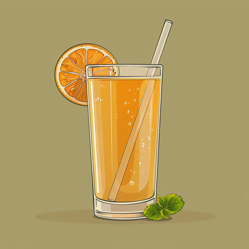 Realistic juice clipart on muted olive background