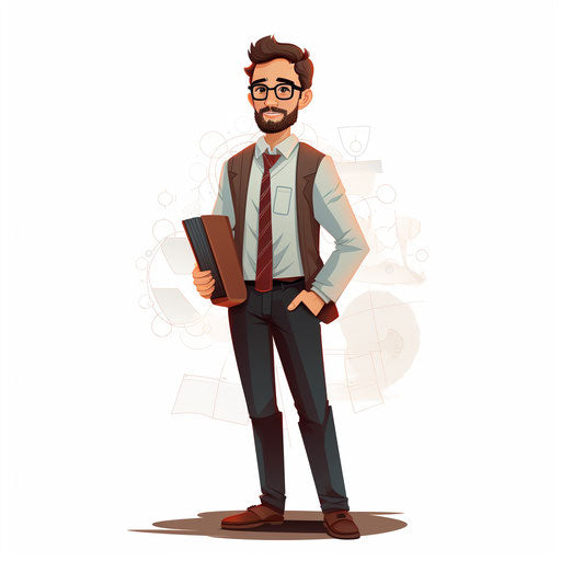Minimalist style male teacher clipart on white background