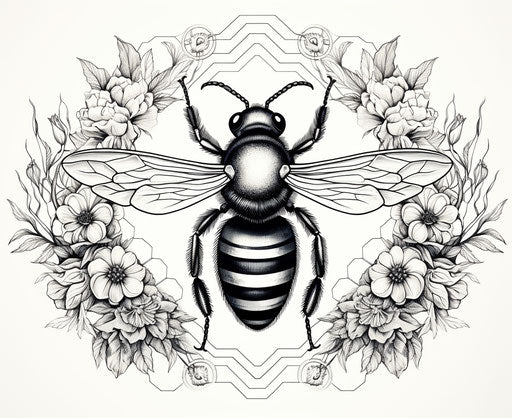 Bee - Bold and precise illustration in black and white