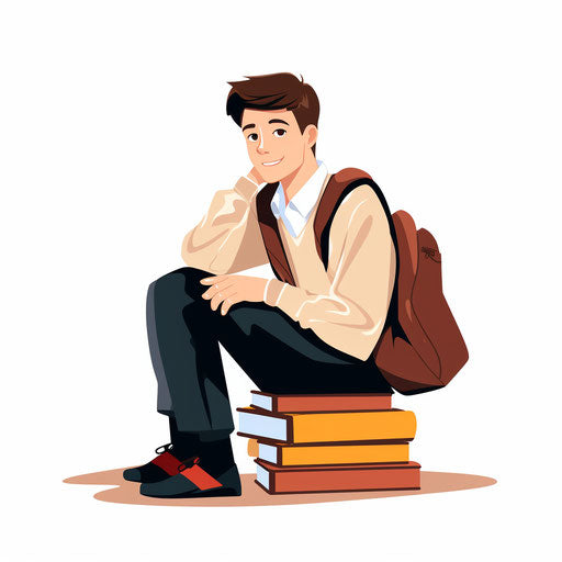 Minimalist student clipart, on white background
