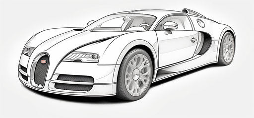 Bugatti car coloring, realistic use of light and color