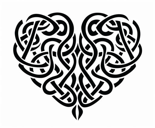 Celtic heart tattoo, romantic graffiti style