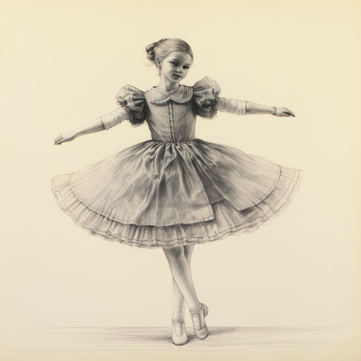 A girl in a tutu wearing a dress standing on both feet coloring pages