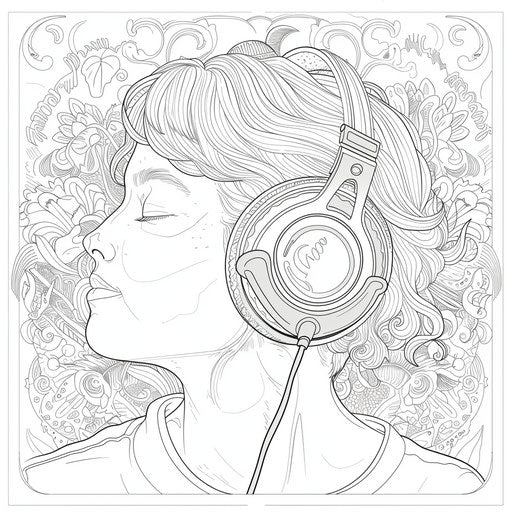 Person listening to music with headphones