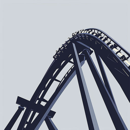 Realistic roller coaster clipart on slate grey background