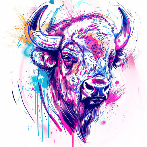Artistic bison tattoo sketch