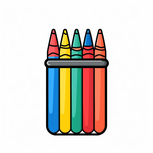 Color crayon box clipart in Minimalist style, on white background