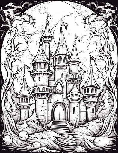 Halloween coloring page for kids and adults