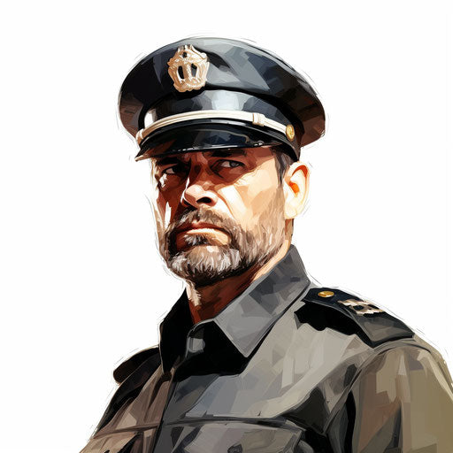 Security guard in oil painting style