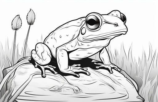 Cartoon frog coloring sheet with large eyes
