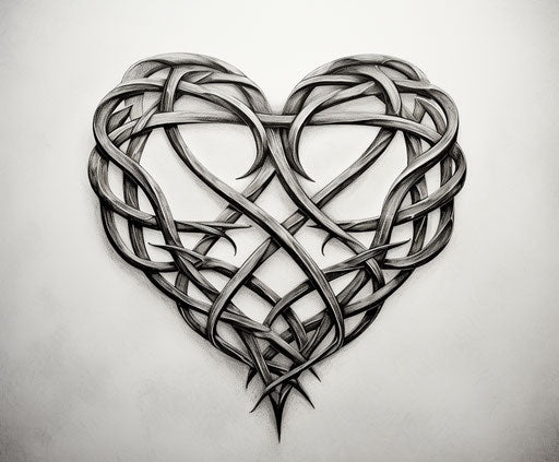 A heart tattoo depicting how to create a Celtic knot