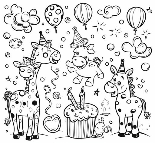 Happy birthday coloring for kindergarten