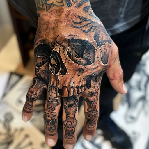 Colorful Skull Hand Tattoo Tattoo Artistry Set