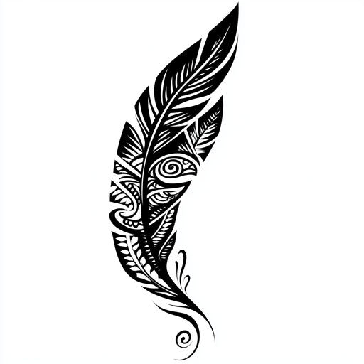Tribal armband tattoo with feather on white background