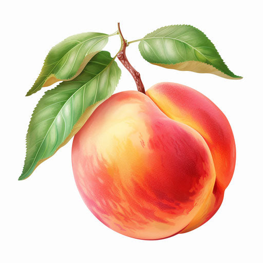 Peach clipart in the style of Oil painting, on a white background