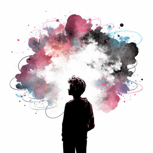 Thought bubble in Chiaroscuro Art style on white background