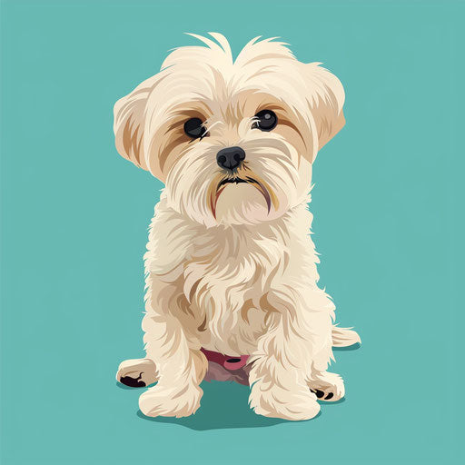 Realistic illustration of a cute dog on a flat turquoise background