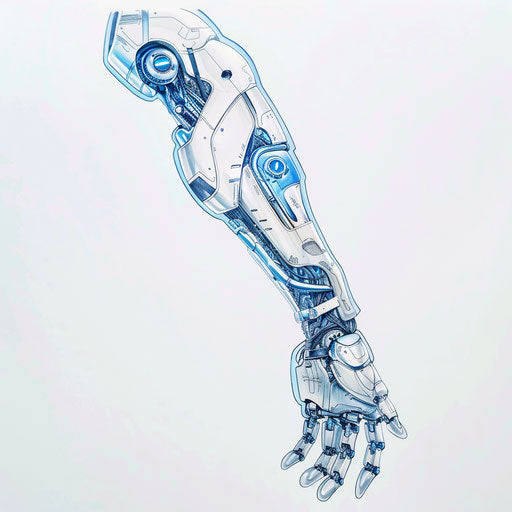 Flat tattoo sketch inspired by modern tech of a robotic surgical arm