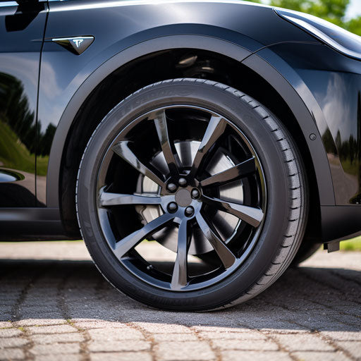 Modern alloy rims of Tesla model Y