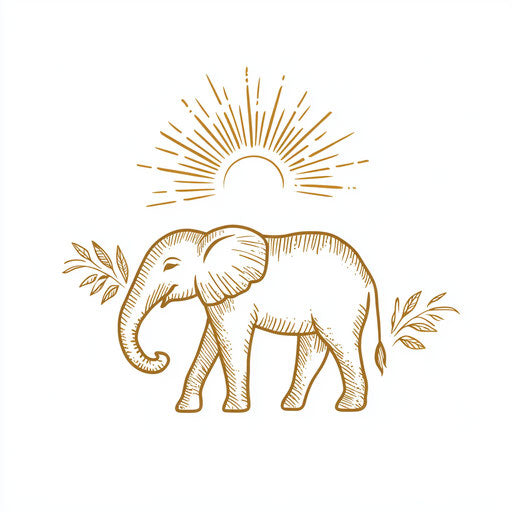 Minimalist small elephant tattoo sketch in warm tones