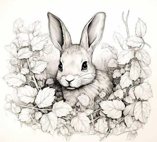 Rabbit with leaves, Saintclair style, realistic 29:26