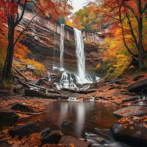 Kaaterskill Falls, New York, autumn, colorful foliage