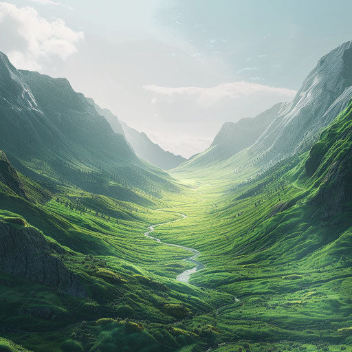 Valley clipart in photo realistic style with flat random background