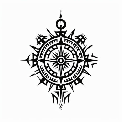Tribal tattoo sketch of a Viking compass