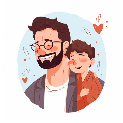 Minimalist style fathers day clipart, on white background