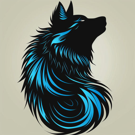 Vivid blue and black wolf tattoo sketch