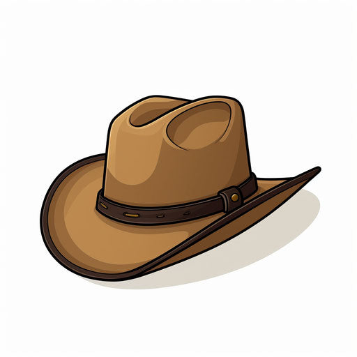 Minimalist cowboy hat drawing on white background