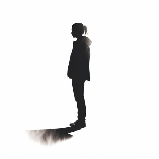 Human silhouette in Chiaroscuro Art style on white background