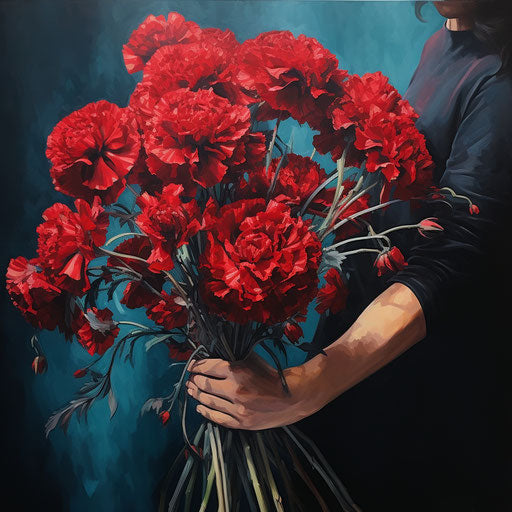 Christmas bouquet of red carnations in flowerpunk style