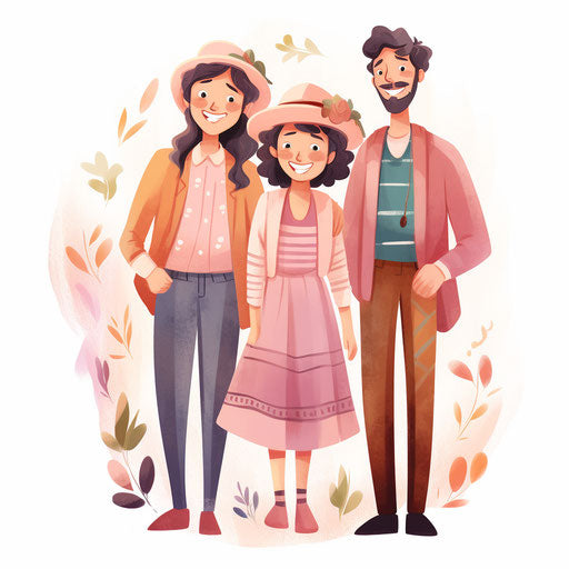 Parents clipart in the style of Pastel Colors Art