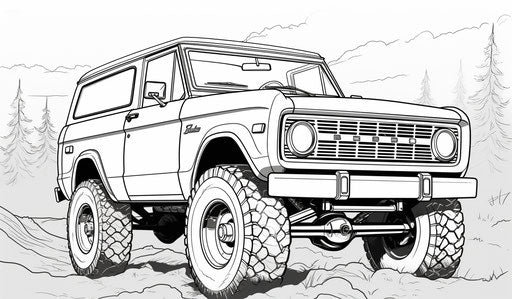 Bronco coloring page free for kids, octane render 12:7
